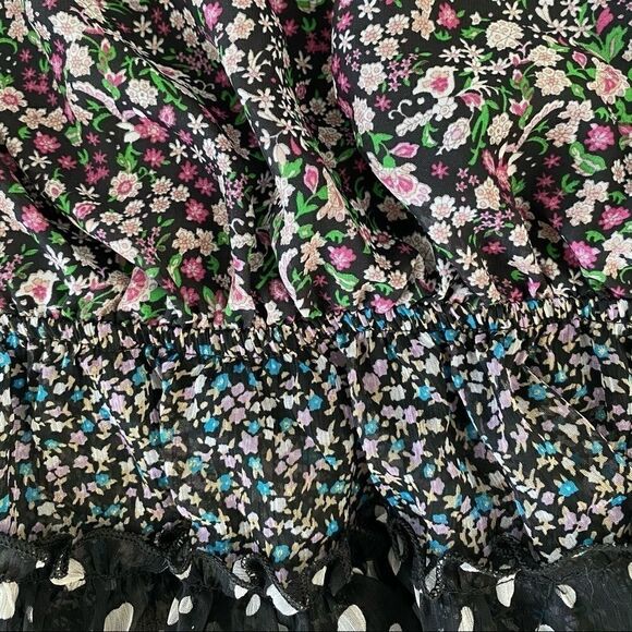 One Shoulder Floral Mixed Print Ruffle Blouse M - Picture 3 of 5